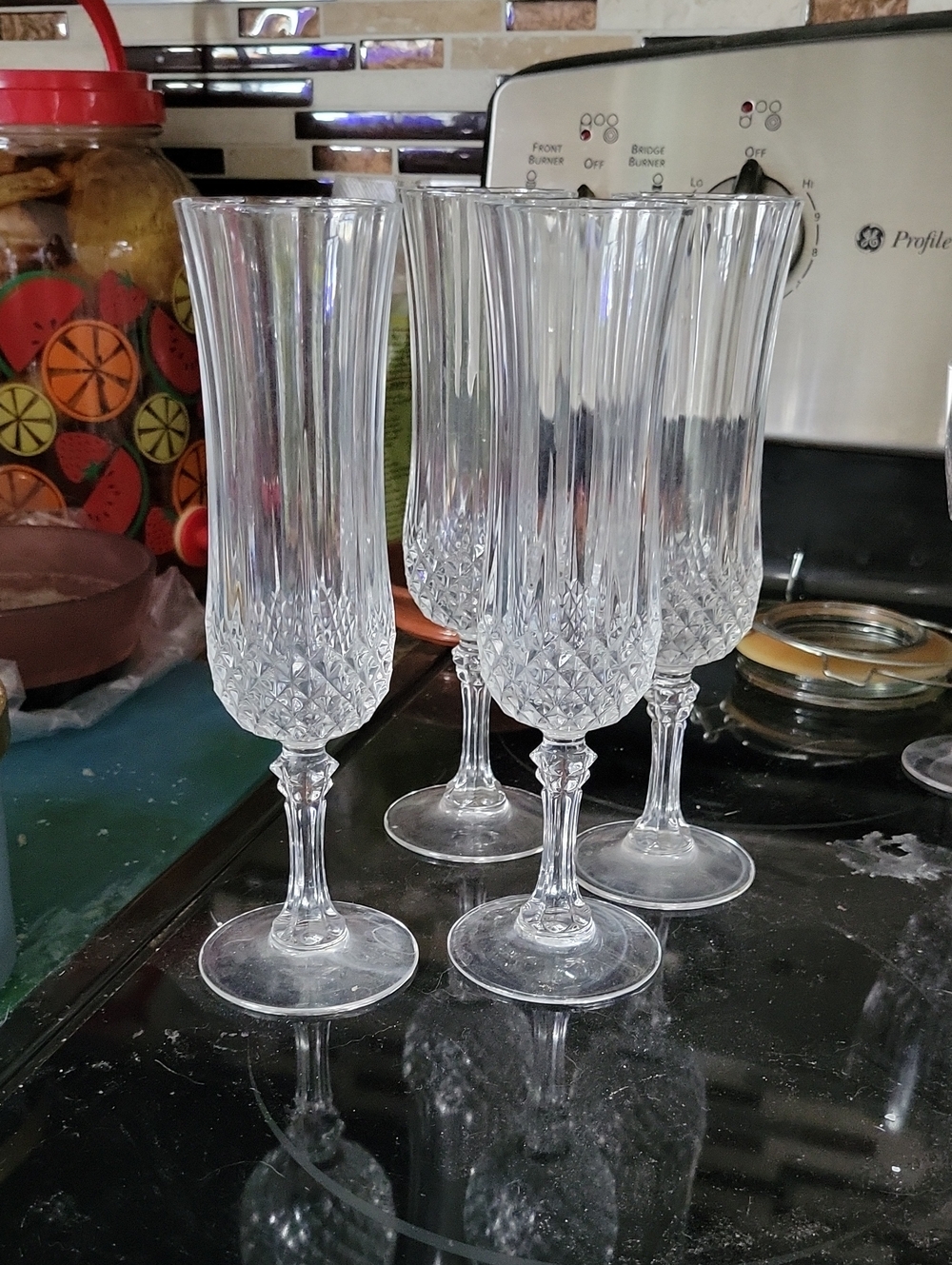 Vintage French Crystal Champagne Flutes
